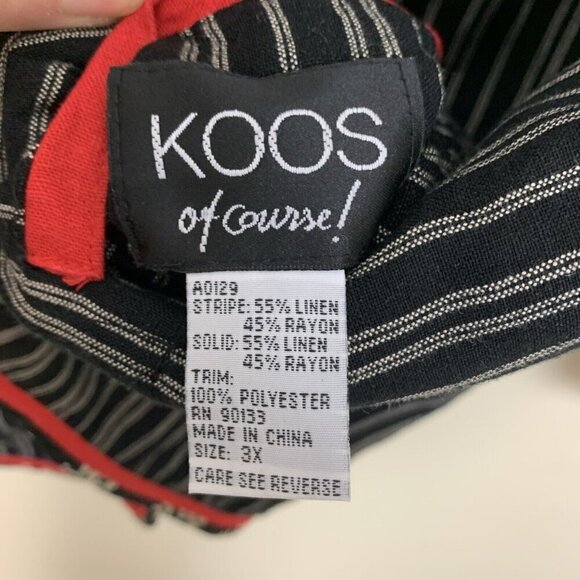 Koos Of Course Womens Jacket 3X Red Black Linen Rayon Reversible Art To Wear - Picture 2 of 13